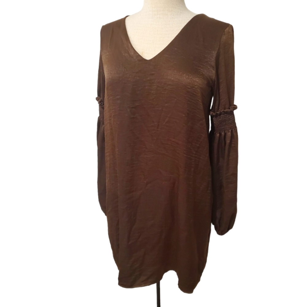 NWT chocolate brown sheath dress with boho sleeves